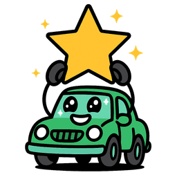 Happy car holding a golden star